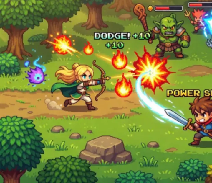 Ekran walki z Evoland 2 przedstawiający system walki i mechaniki rozgrywki