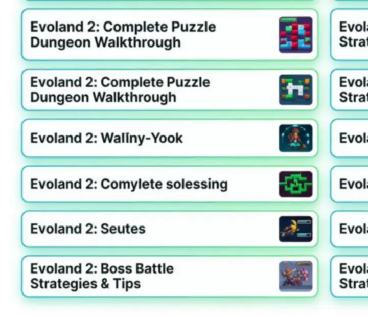 Lista artykułów z poradnikami do Evoland 2 na portalu Wonderstar s. r. o.