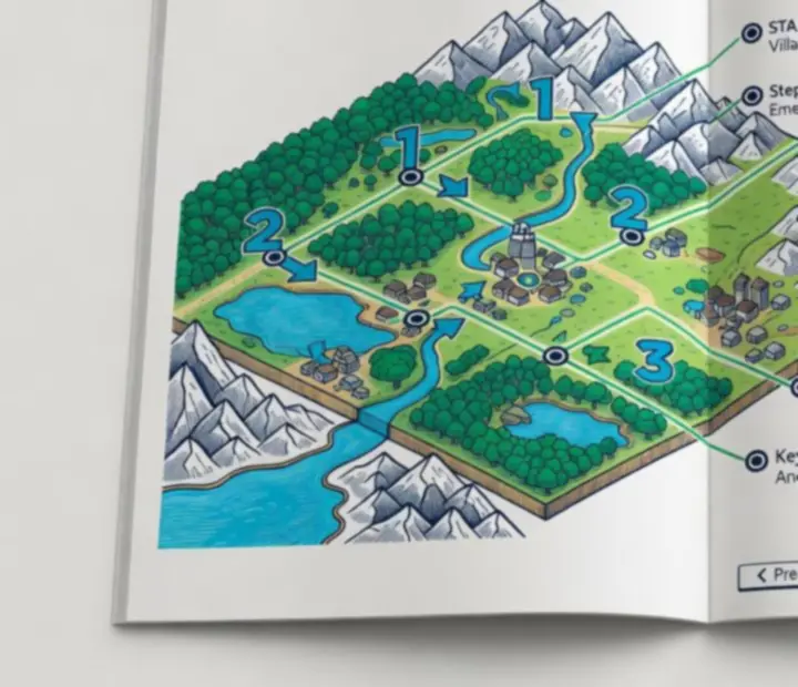 Panel map z zaznaczoną ścieżką przejścia Evoland 2